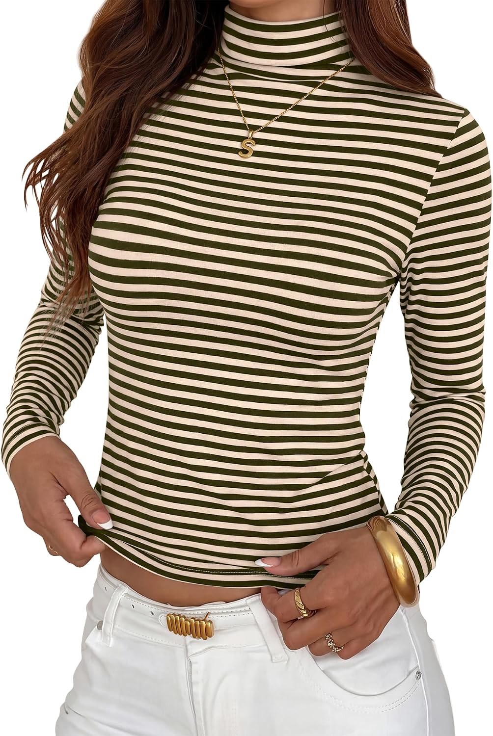 BTFBM striped long-sleeve turtleneck top